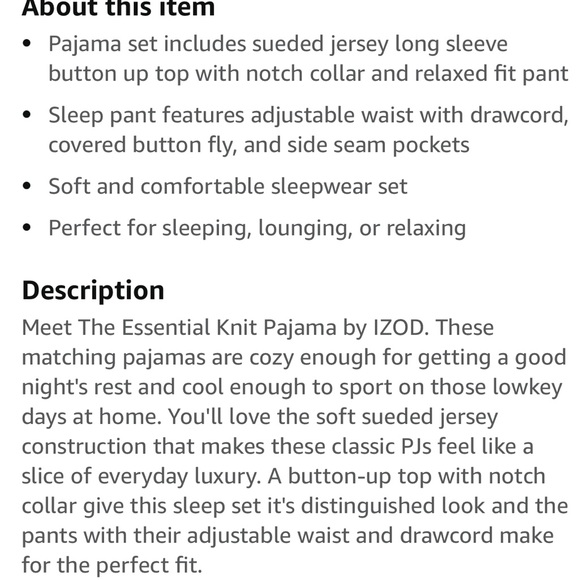 New with tags Men izod two-piece sleepwear navy color size m - Picture 5 of 6